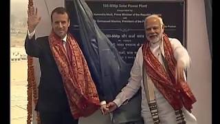 PM Narendra Modi and French President Macron inaugurates Solar Plant in Mirzapur | PMO
