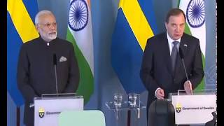 PM Modi and Sweden's PM Lofven at Joint Press Meet in Sweden | PMO