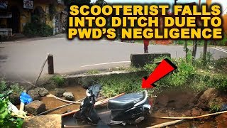 PWD NEGLIGENCE: Scooterist Falls Into Ditch At Vagator