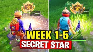 ALL SECRET BATTLE STARS Season 10 - Fortnite Week 1 to Week 5 Locations (SEASON X)