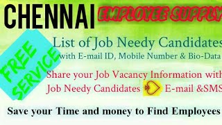 CHENNAI    EMPLOYEE SUPPLY   ! Post your Job Vacancy ! Recruitment Advertisement ! Job Information 1