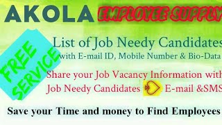 AKOLA    EMPLOYEE SUPPLY   ! Post your Job Vacancy ! Recruitment Advertisement ! Job Information 128