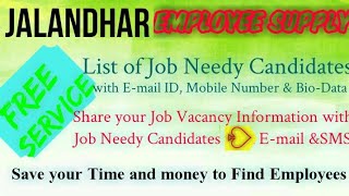 JALANDHAR   EMPLOYEE SUPPLY   ! Post your Job Vacancy ! Recruitment Advertisement ! Job Information