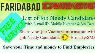 FARIDABAD    EMPLOYEE SUPPLY   ! Post your Job Vacancy ! Recruitment Advertisement ! Job Information