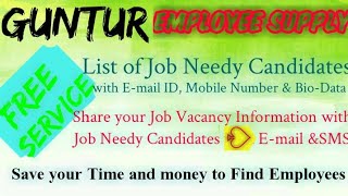 GUNTUR    EMPLOYEE SUPPLY   ! Post your Job Vacancy ! Recruitment Advertisement ! Job Information 12