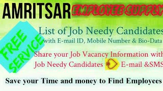 AMRITSAR   EMPLOYEE SUPPLY   ! Post your Job Vacancy ! Recruitment Advertisement ! Job Information 1