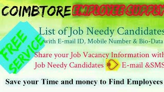 COIMBATORE   EMPLOYEE SUPPLY   ! Post your Job Vacancy ! Recruitment Advertisement ! Job Information