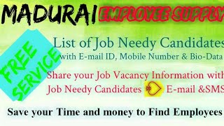 MADURAI   EMPLOYEE SUPPLY   ! Post your Job Vacancy ! Recruitment Advertisement ! Job Information 12