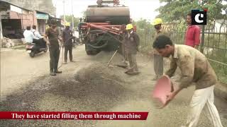 Filling up of potholes are on full swing in Karnataka’s Kalaburagi