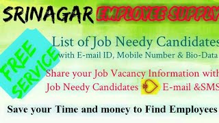 SRINAGAR   EMPLOYEE SUPPLY   ! Post your Job Vacancy ! Recruitment Advertisement ! Job Information 1