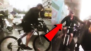 Salman Khan Rides Bicycle In Heavy Rains To Reach Dabangg 3 Sets
