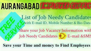 AURANGABAD   EMPLOYEE SUPPLY   ! Post your Job Vacancy ! Recruitment Advertisement ! Job Information