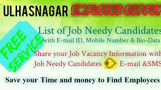 ULHASNAGAR   EMPLOYEE SUPPLY   ! Post your Job Vacancy ! Recruitment Advertisement ! Job Information