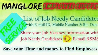 MANGLORE   EMPLOYEE SUPPLY   ! Post your Job Vacancy ! Recruitment Advertisement ! Job Information 1