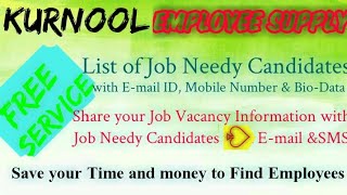 KURNOOL    EMPLOYEE SUPPLY   ! Post your Job Vacancy ! Recruitment Advertisement ! Job Information 1