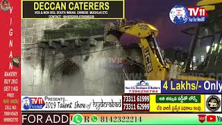 HISTORICAL STRUCTURE  GOLCONDA WALL COLLAPSED DUE TO HEAVY RAIN & COW DEAD