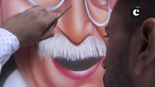 Punjab Artist pays tribute to Mahatma Gandhi by creating oil painting