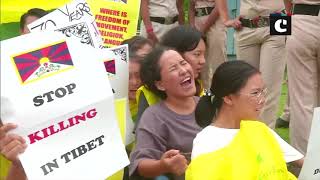 Tibetan Youth Congress protests outside Chinese Embassy in Delhi on China National Day