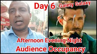 War Movie Audience Occupancy Day 6 At Gaiety Galaxy