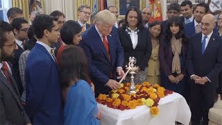 Trump lights diyas at White House to celebrate Diwali 2019