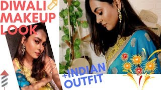 Diwali Makeup Look Tutorial in Hindi+ Indian Outfit