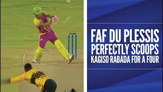Faf du Plessis perfectly scoops Kagiso Rabada for a four in MSL 2019