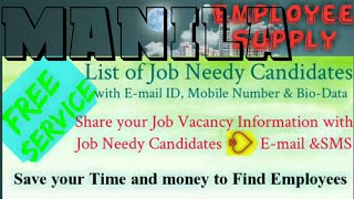 MANILA    Employee SUPPLY ☆ Post your Job Vacancy 》Recruitment Advertisement ◇ Job Information ☆□●○°