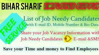 BIHAR  SHARIF      EMPLOYEE SUPPLY   ! Post your Job Vacancy ! Recruitment Advertisement ! Job Infor