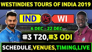 Westindies Tours of India 2019 - Full Schedule,Venues,Timings,Telecasting & Live Streaming