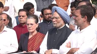 Congress President Smt Sonia Gandhi leading the opposition protest against the murder of democracy