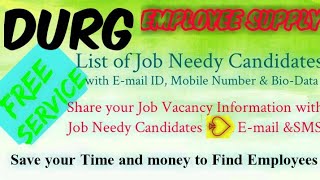 DURG      EMPLOYEE SUPPLY   ! Post your Job Vacancy ! Recruitment Advertisement ! Job Information 12