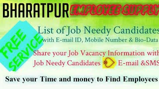 BHARATPUR    EMPLOYEE SUPPLY   ! Post your Job Vacancy ! Recruitment Advertisement ! Job Information
