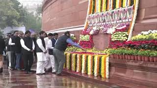 Congress President Smt. Sonia Gandhi and Shri Rahul Gandhi pay homage to Parliament attack victims