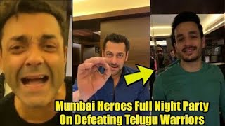 MumbaiHeroes Full Night Party On Defeating #TeluguWarriors Salman Khan, Akhil Akkineni, Bobby Deol