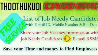 THOOTHUKUDI    EMPLOYEE SUPPLY   ! Post your Job Vacancy ! Recruitment Advertisement ! Job Informati