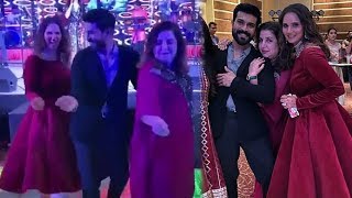 Ram Charan Dance With Sania Mirza and Farah Khan At Anam Mirza Wedding
