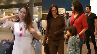 Katrina kaif, Sara ali khan, Genelia, Ritesh deshmukh & Krystle dsouza Spotted At Airport