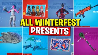 ALL 20 WINTERFEST PRESENTS IN FORTNITE! - Fortnite Winterfest GIFTS Rewards
