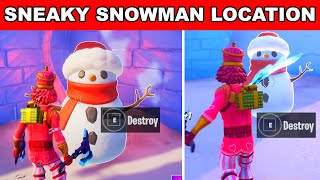 DESTROY A SNEAKY SNOWMAN WITH A LIGHTSABER OR A PICKAXE FORTNITE WINTERFEST CHALLENGES ALL LOCATIONS