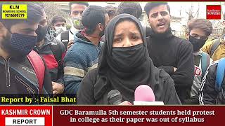GDC Baramulla 5th semester students held protest in college as their paper was out of syllabus