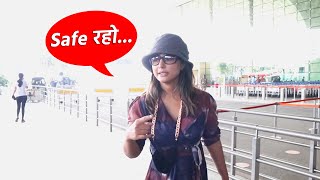 Hina Khan Ne Media Ko Kah Sab Safe Rehna, Spotted At Mumbai Airport
