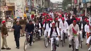 उत्तर प्रदेश: रामपुर में सपा ने आजम खान के समर्थन में निकाली साइकिल रैली