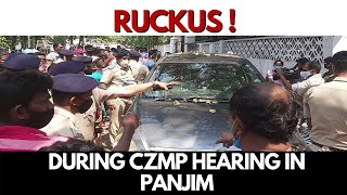 WATCH | Ruckus at Kala Academy Panaji during hearing on CZMP