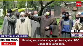 Panchs, sarpanchs staged protest against BDO Bankoot in Bandipora.