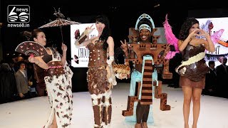Models strut down Paris runway in chocolate creations