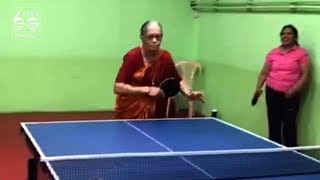 69 year old shows off her Table Tennis skills