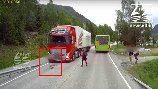 Volvo trucks emergency brakes system saved a life