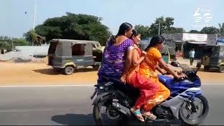 saree women triple ride R15 bike video goes viral