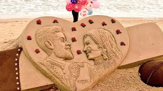 Newlyweds Virat Kohli and Anushka Sharma's sand art piece