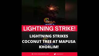 Lightning strikes Coconut tree at Mapusa Khorlim!